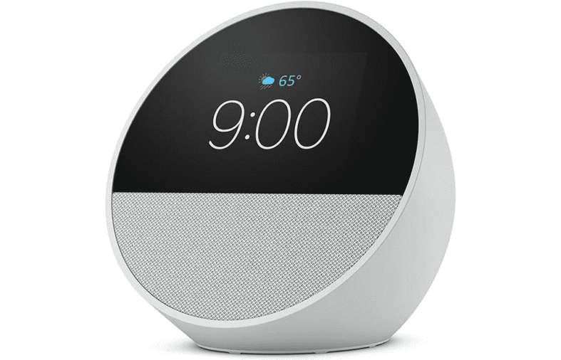 Wake Up Smarter: Introducing the Amazon Echo Spot (2024) – Your Stylish Nightstand Companion with Alexa in Glacier White