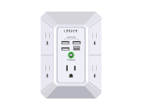 Stay Charged Anywhere: The QINLIANF 5-Outlet Surge Protector with USB Ports